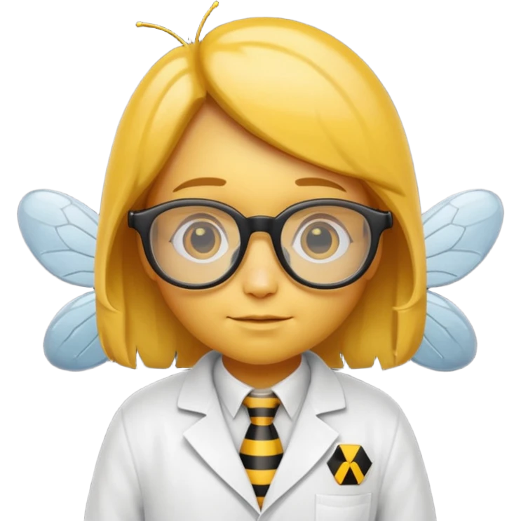 a bee, dressed up as a scientist emoji