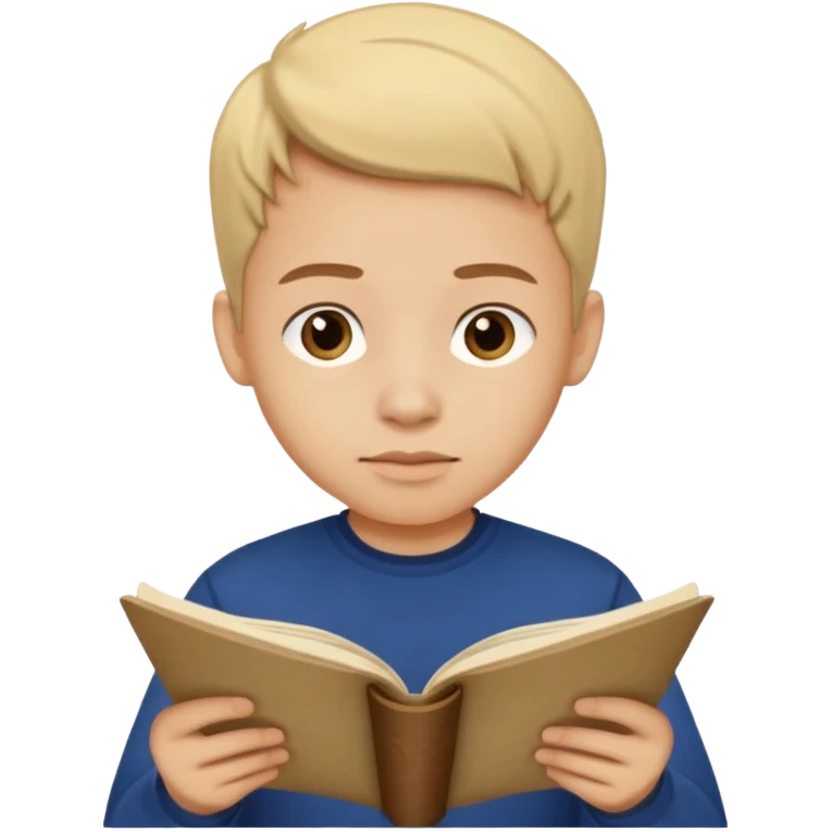 joven con camiseta azul oscuro leyendo un pergamino emoji