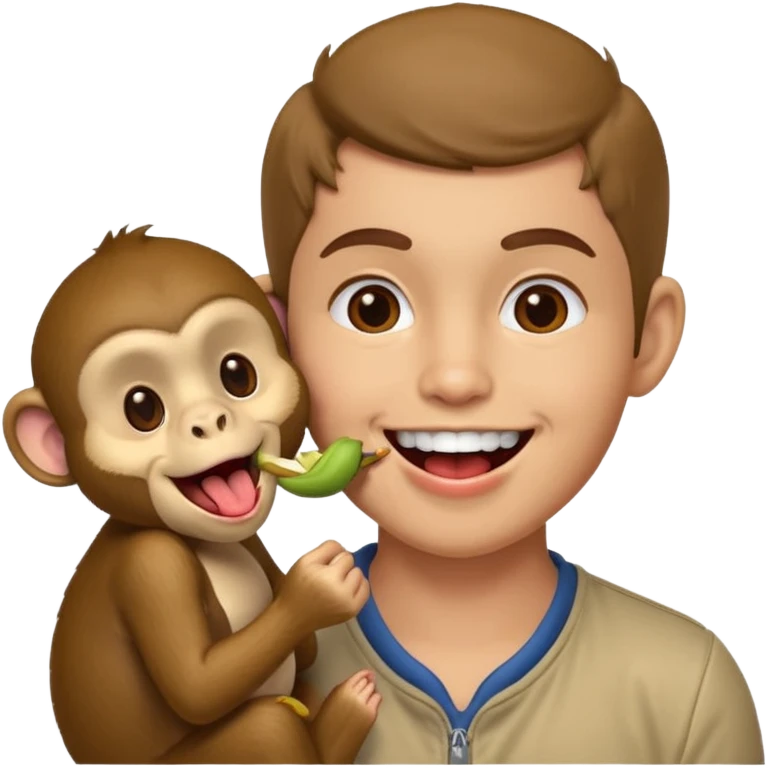 Glad person licking a monkey emoji