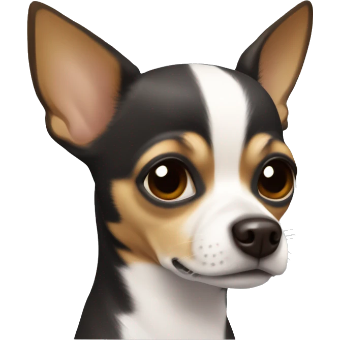 Chihuahua is a brown colored boy. There is a white stripe from the head to the left edge of the nose. emoji