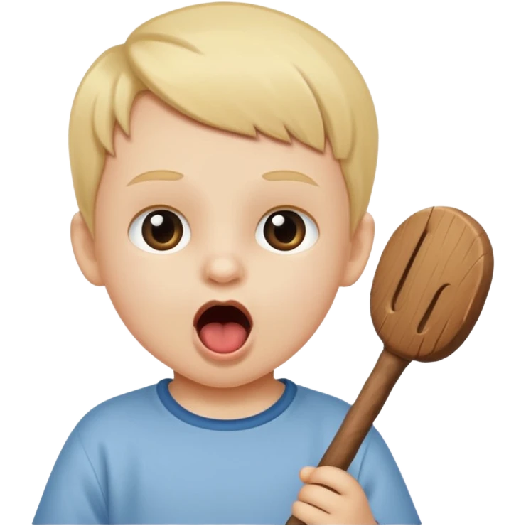 A stick with an open mouth without a tongue in a white child emoji