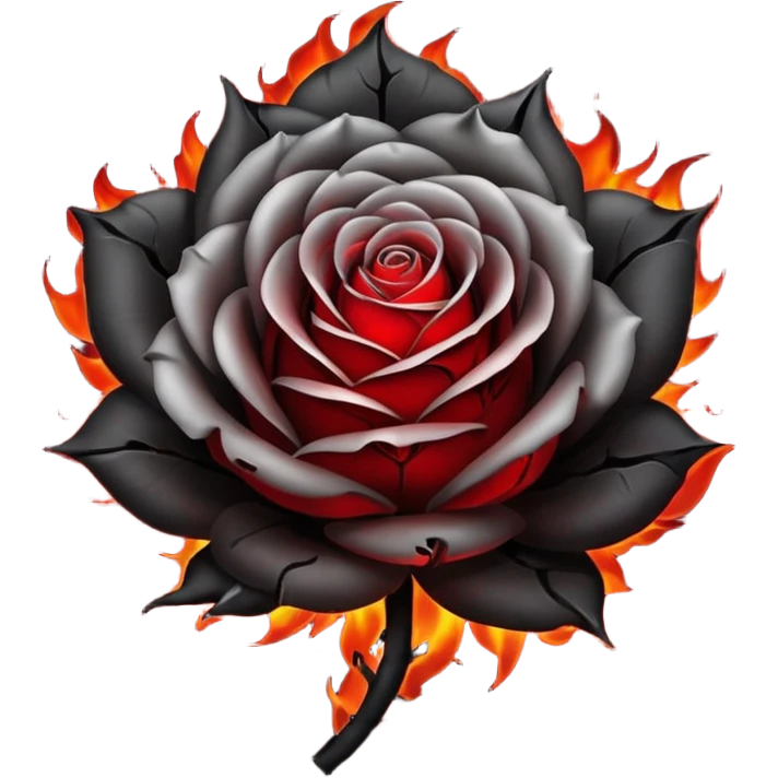 A black burning rose emoji