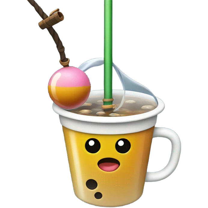 Boba on a fishing pole emoji