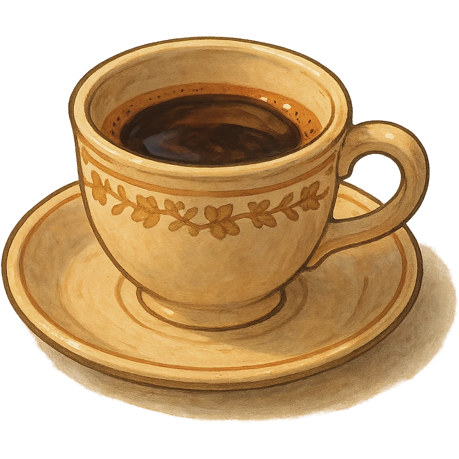 ghibli style espresso cup, warm colors, cozy atmosphere, detailed cup emoji