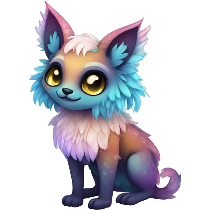 cute Kawaii edgy ethereal fantasy animal fursona Fionbri creature by griffsnuff & LiLaiRa & Falvie with exotic colors full body emoji