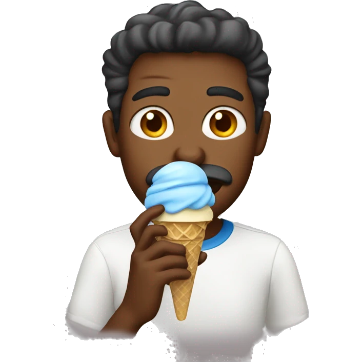 man eating vanilla and blue ice cream emoji