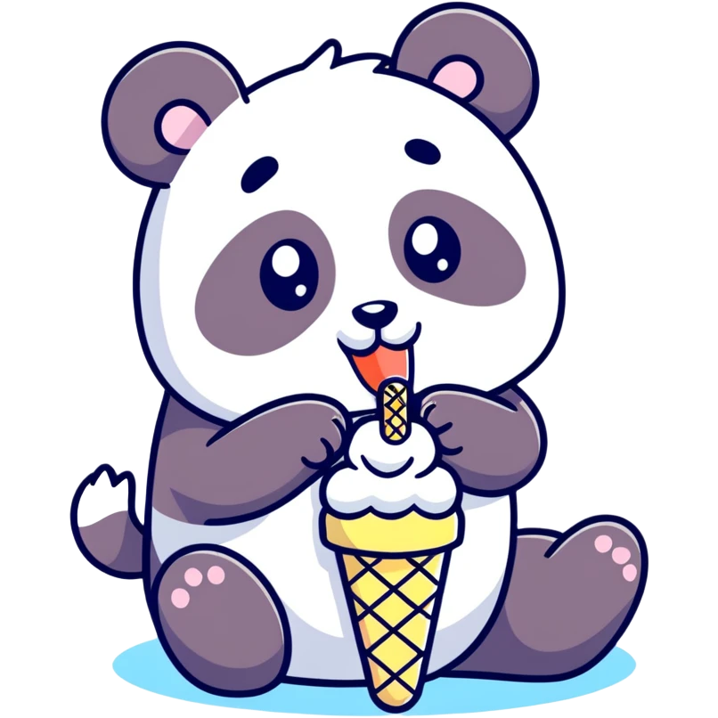 Panda eating ice cream emoji
