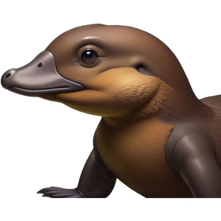 Cinematic Noble Platypus Portrait Emoji, Poised and regal, with a uniquely streamlined build and a sleek brown fur, a distinctive flat duckbill and broad, beaver-like tail, deep-set soulful eyes full of wonder, Simplified yet sharp and sophisticated features, highly detailed, glowing with a soft, dignified glow, high shine, intelligent and enigmatic, stylized with an air of aquatic curiosity, focused and attentive, soft glowing outline, capturing the essence of a watchful and confident oddity, so majestic it feels as though it could glide out of the screen with effortless authority! emoji