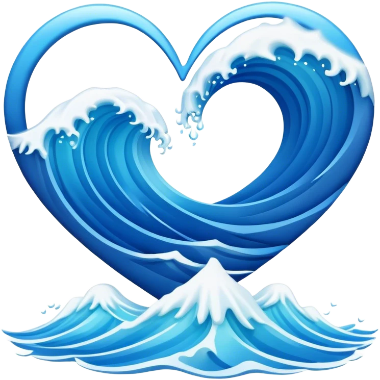 Ocean wave in 3d heart emoji