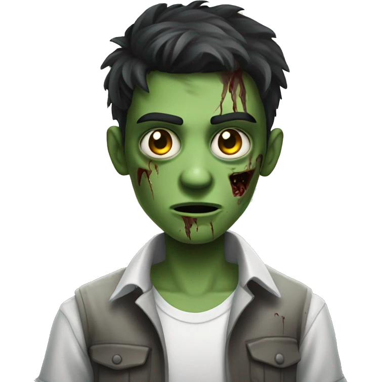 teen boy zombie with dark hair and white shirt emoji
