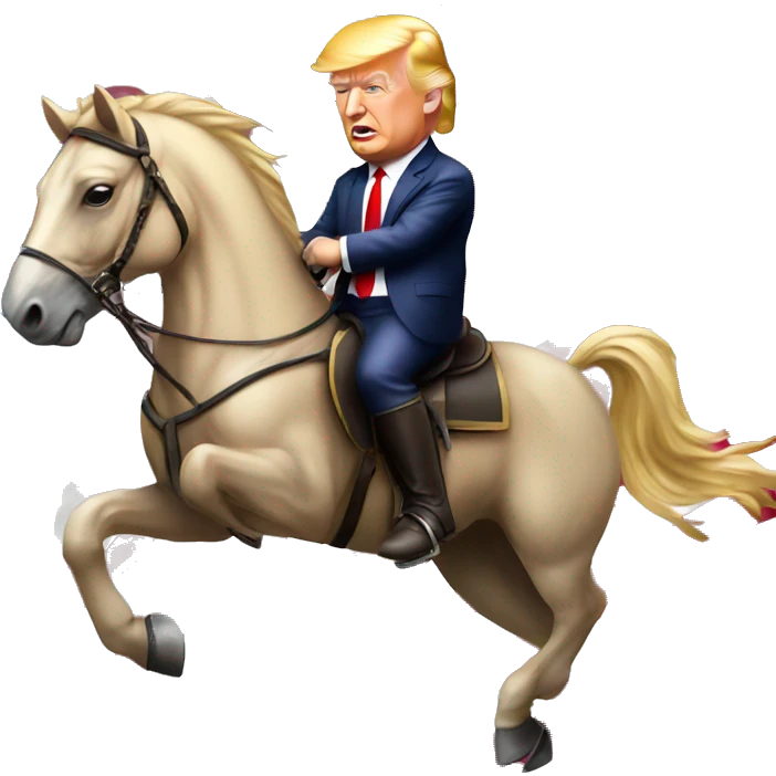 Donald Trump on horse with American flag emoji