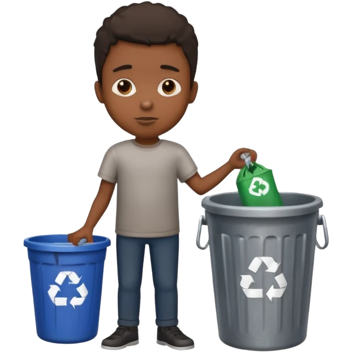Black boy with trash can emoji
