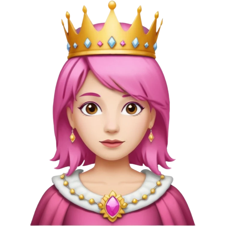 queen with pink hair and a queen crown emoji