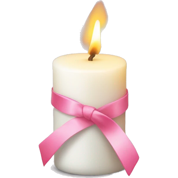 White candle with pink ribbon  emoji