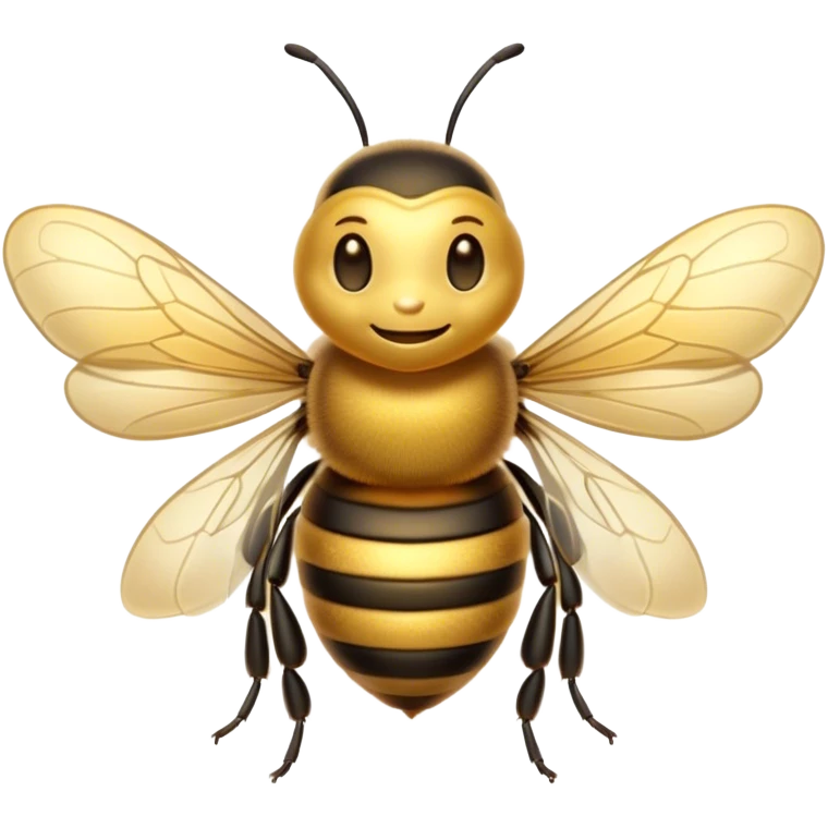 Beautiful and Majestic Bee Portrait Emoji, Head and body rendered in serene repose with a gentle, content smile, showcasing a tiny, fuzzy form with softly closed delicate wings and eyes in tranquil slumber, Simplified yet exquisitely endearing features, highly detailed, glowing with a soft, drowsy golden light, high shine, relaxed and utterly noble, stylized with an air of regal natural beauty, soft glowing outline, capturing the essence of a majestic bee that embodies the timeless charm of nature! emoji