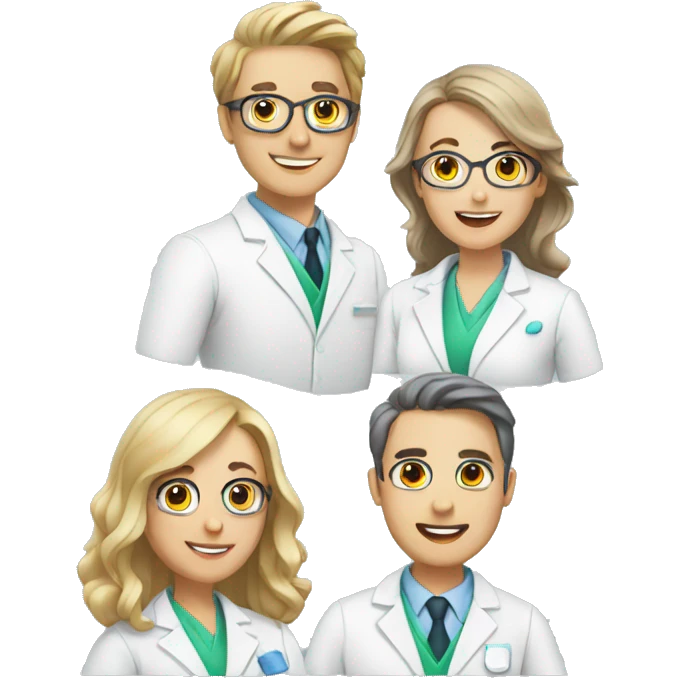 Group of five pharmacists  emoji