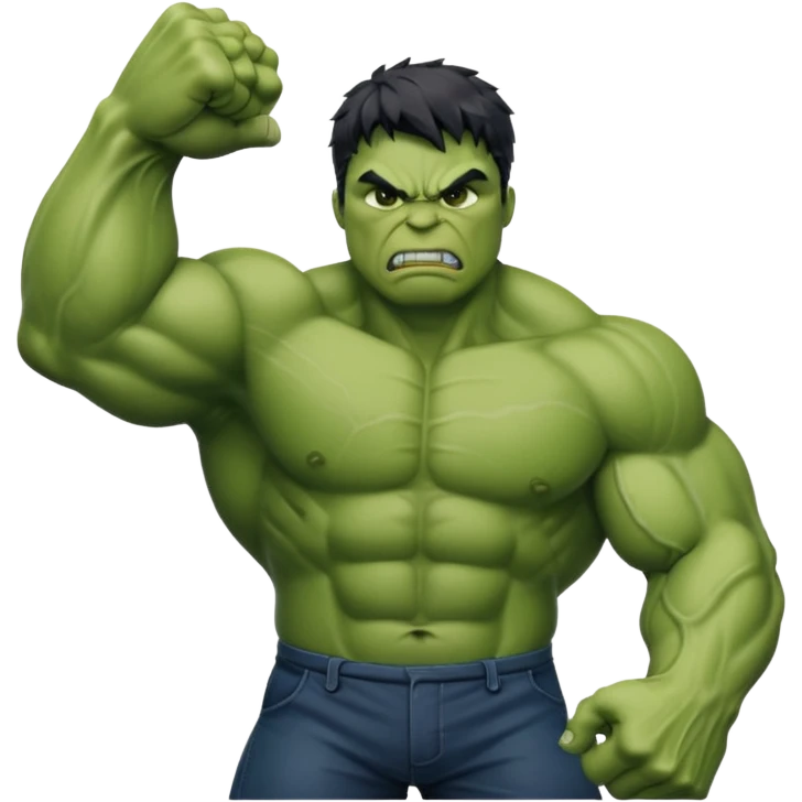 Create the Hulk flexing his arm muscles in anger emoji