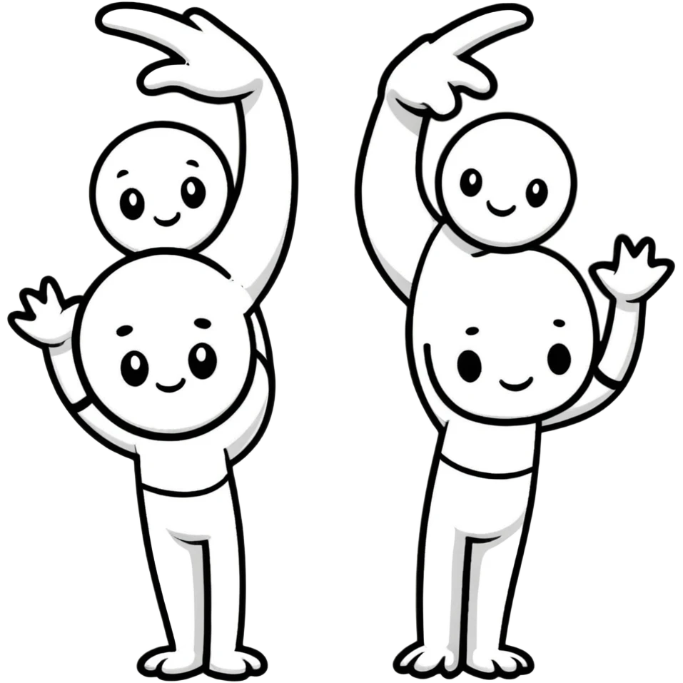 Three cartoon characters: X, 1, and X as individuals with faces and limbs emoji