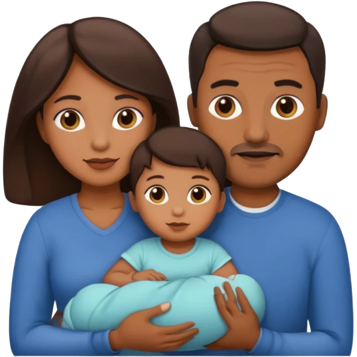 Family mom dad and baby brown skinned  emoji