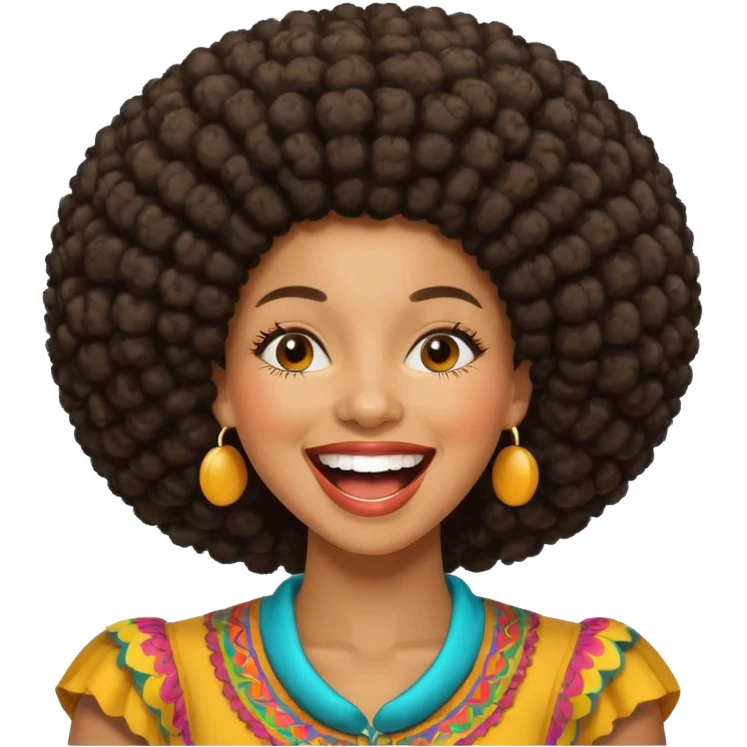 Black woman with an afro laughing  emoji