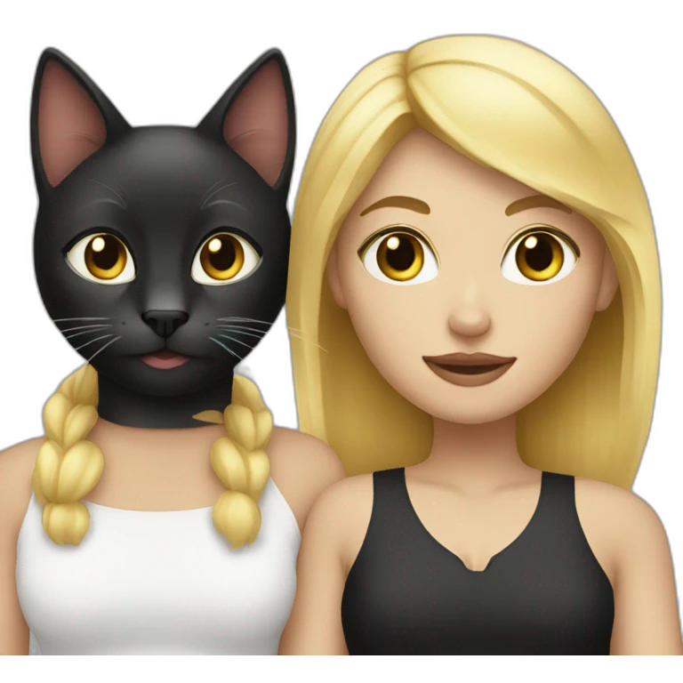 blond woman and black cat bff emoji