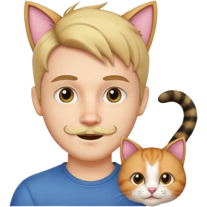 white boy with cat tail with little facial hair and cat ears emoji