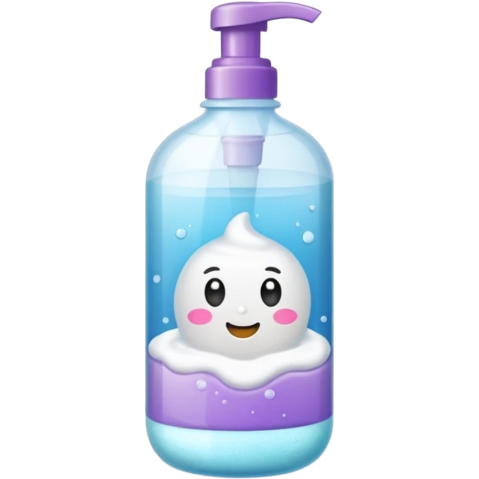 Bottle with a sticker for bath foam   emoji