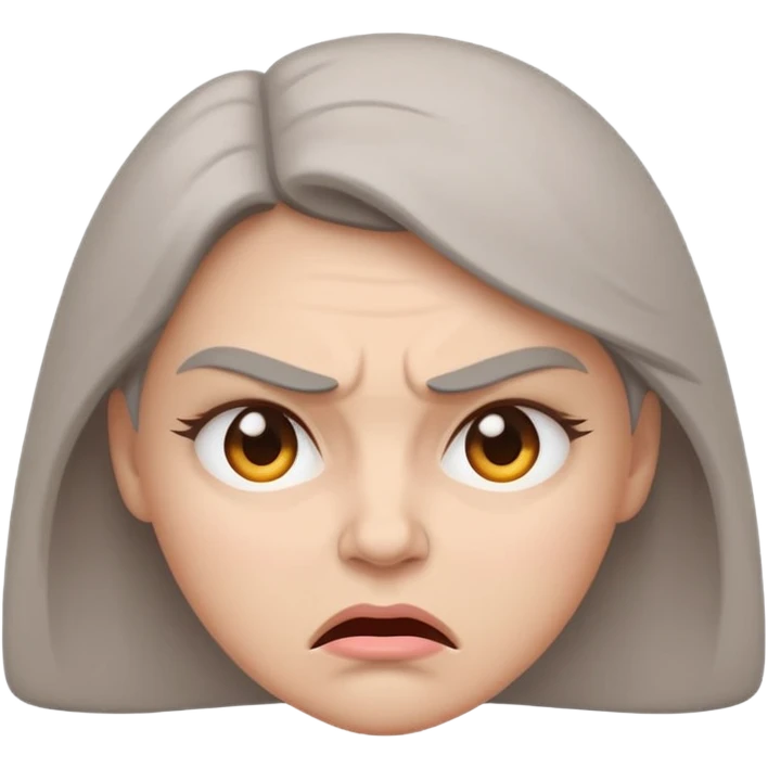 minimal flat emoji of an angry face,
slightly furrowed eyebrows,
tight lips but not angry,
emotion restrained and subtle,
soft pastel warm-gray tones,
emotional but calm design,
modern female health app style,
transparent background,
vector illustration
 emoji