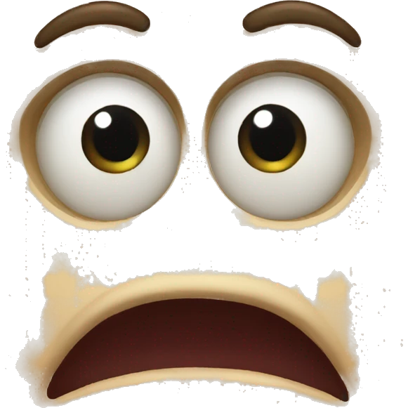 Normal emoji with crying face and really massive eyes and mouth emoji