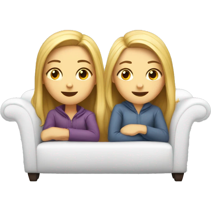 Two white Girls chill on the Couch  emoji