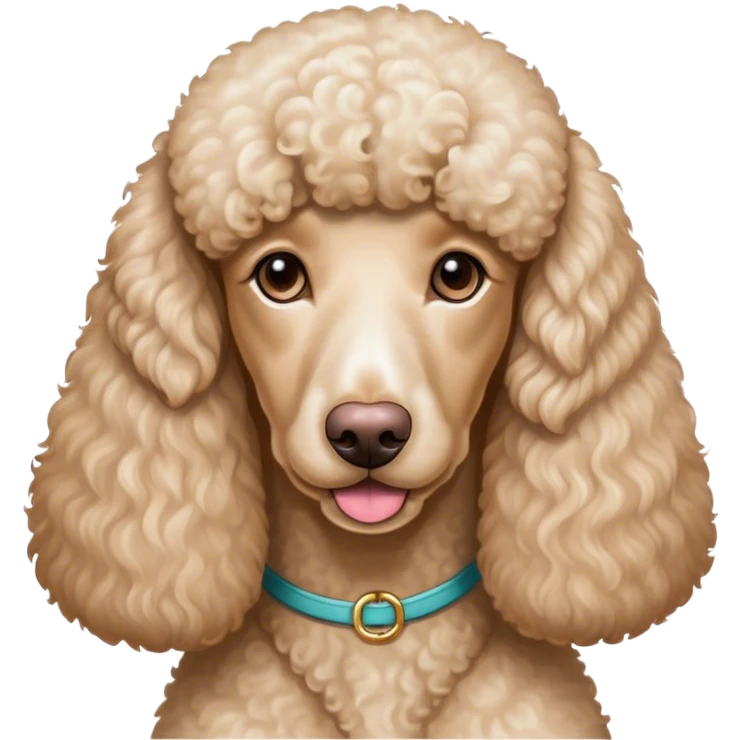 White standard poodle and Kylie emoji