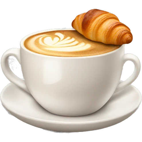 Cup of cappuccino with croissant emoji