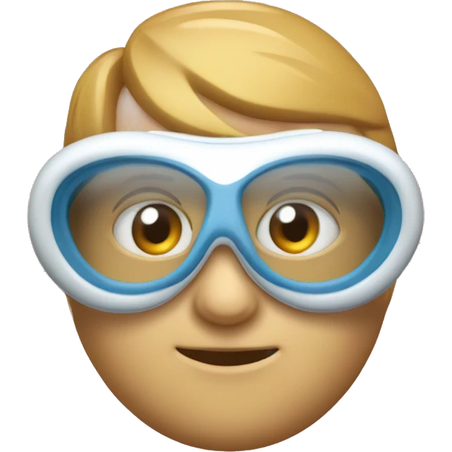 swimming goggles with red frame，cat-eye or spindle-like form， curved oval shape emoji