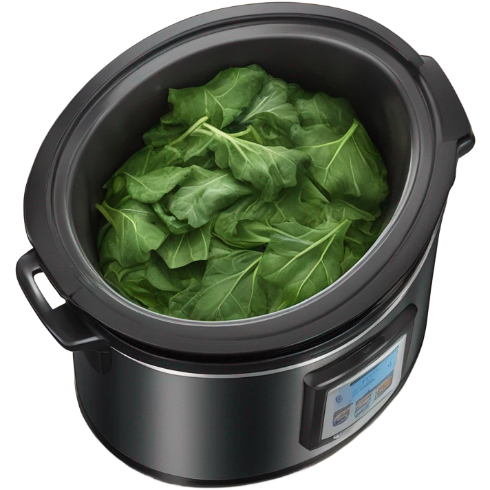 Cooked Collard greens in a slow cooker emoji