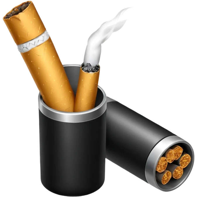 Minimalistic cigarette emoji, metallic black and white emoji