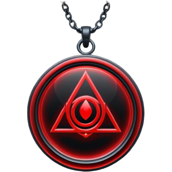 iOS sticker, dark fantasy amulet, black base, red symbol, minimal emoji
