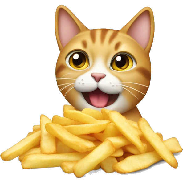 Cat eating hot chips emoji