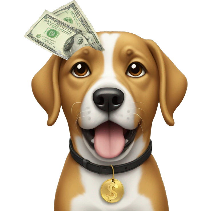 Dog bitting money emoji