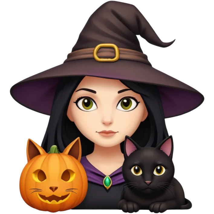 Witch with cat companion emoji