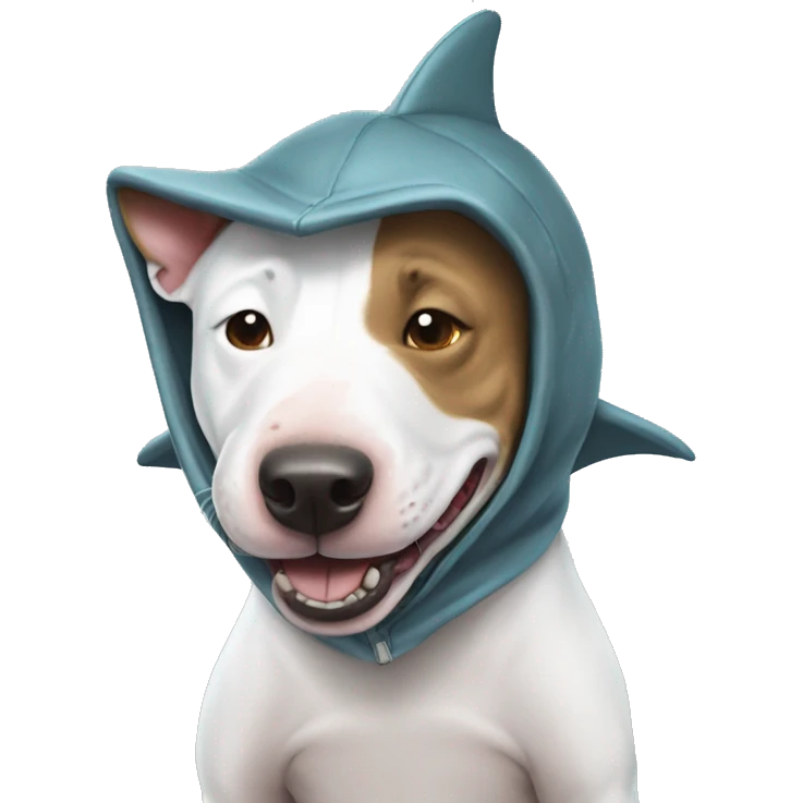 bull terrier wearing shark costume emoji