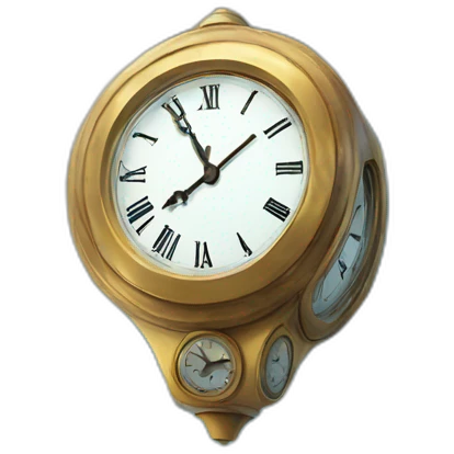 A clock in the sky under clouds emoji