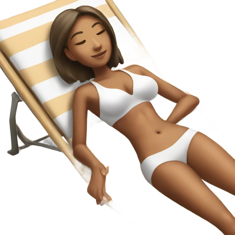 Girl lying on the sun lounger emoji