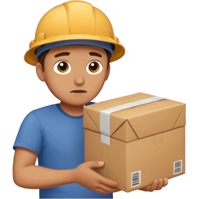 Hombre triste entregando paquetes destruidos (mensajero) emoji
