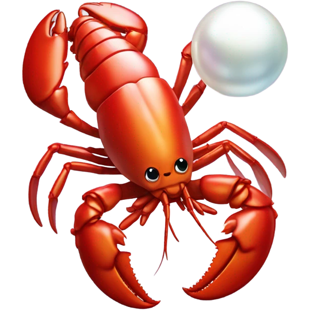 Lobster holding a shiny round pearl above head emoji