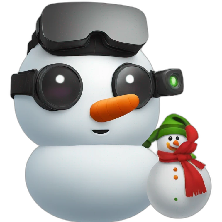 Snowman in vr headset, full body, Christmas emoji