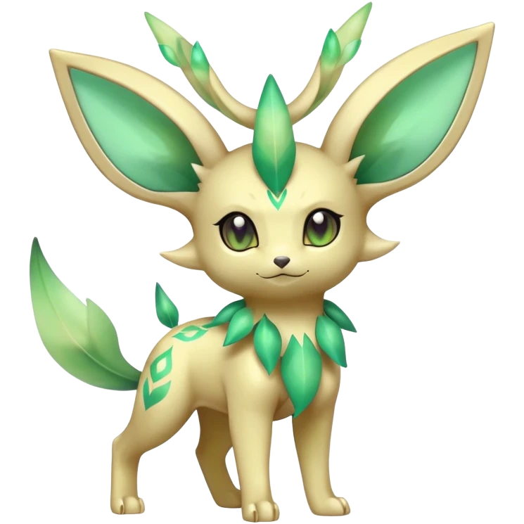 Shiny Cool Sparkly Cute Ethereal Leafeon-Espeon-Fakemon-hybrid-fusion- full body emoji