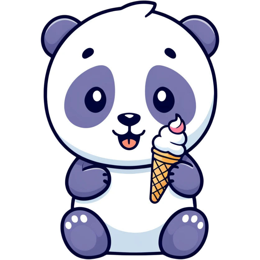 Panda eating ice cream emoji