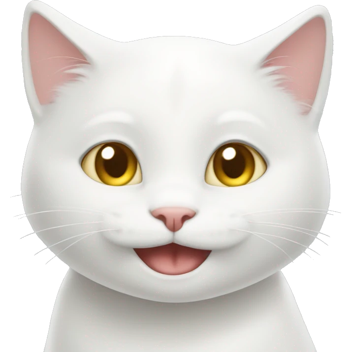 White cat saying good job girl with a smile emoji