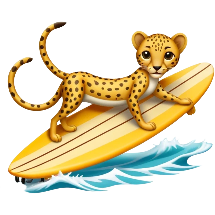 Guépard avec des tongs et planche de surf  emoji