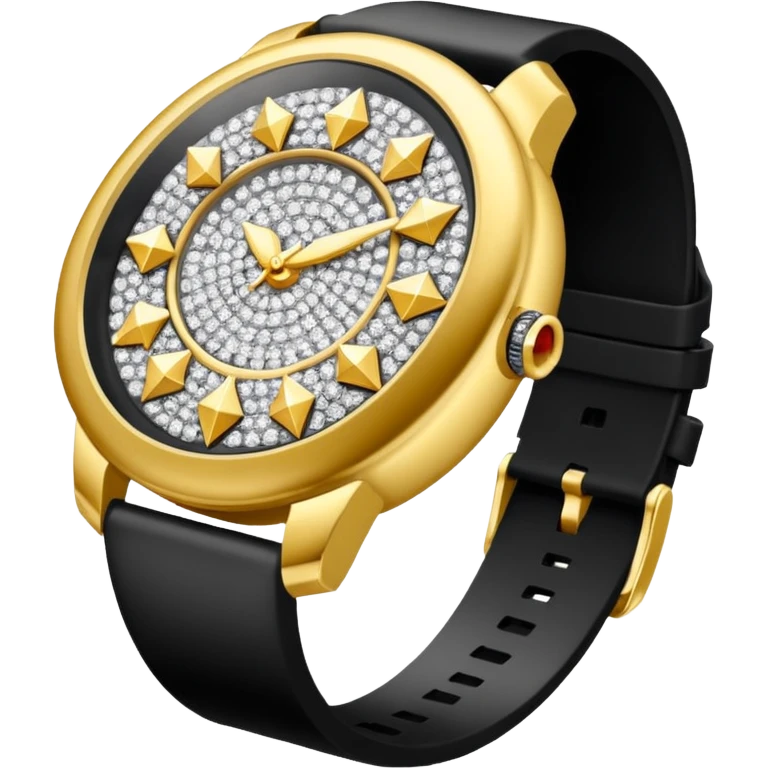 Crie um relógio de pulso prateado cravejado de diamantes  emoji